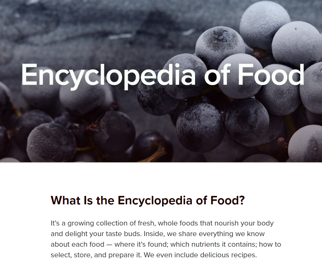 Encyclopedia of Food that comes part of the Nutrition Coaching
